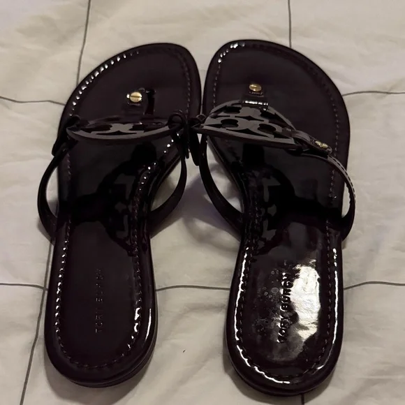 Tory Burch Miller Sandals Dark‎ Purple Size 8.5 - Picture 2 of 7